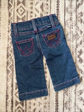 Wrangler Kids Blue Denim Pants with Pink Stitching